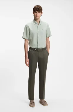 Short-sleeved shirt in a cotton and linen blend