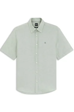 Short-sleeved shirt in a cotton and linen blend