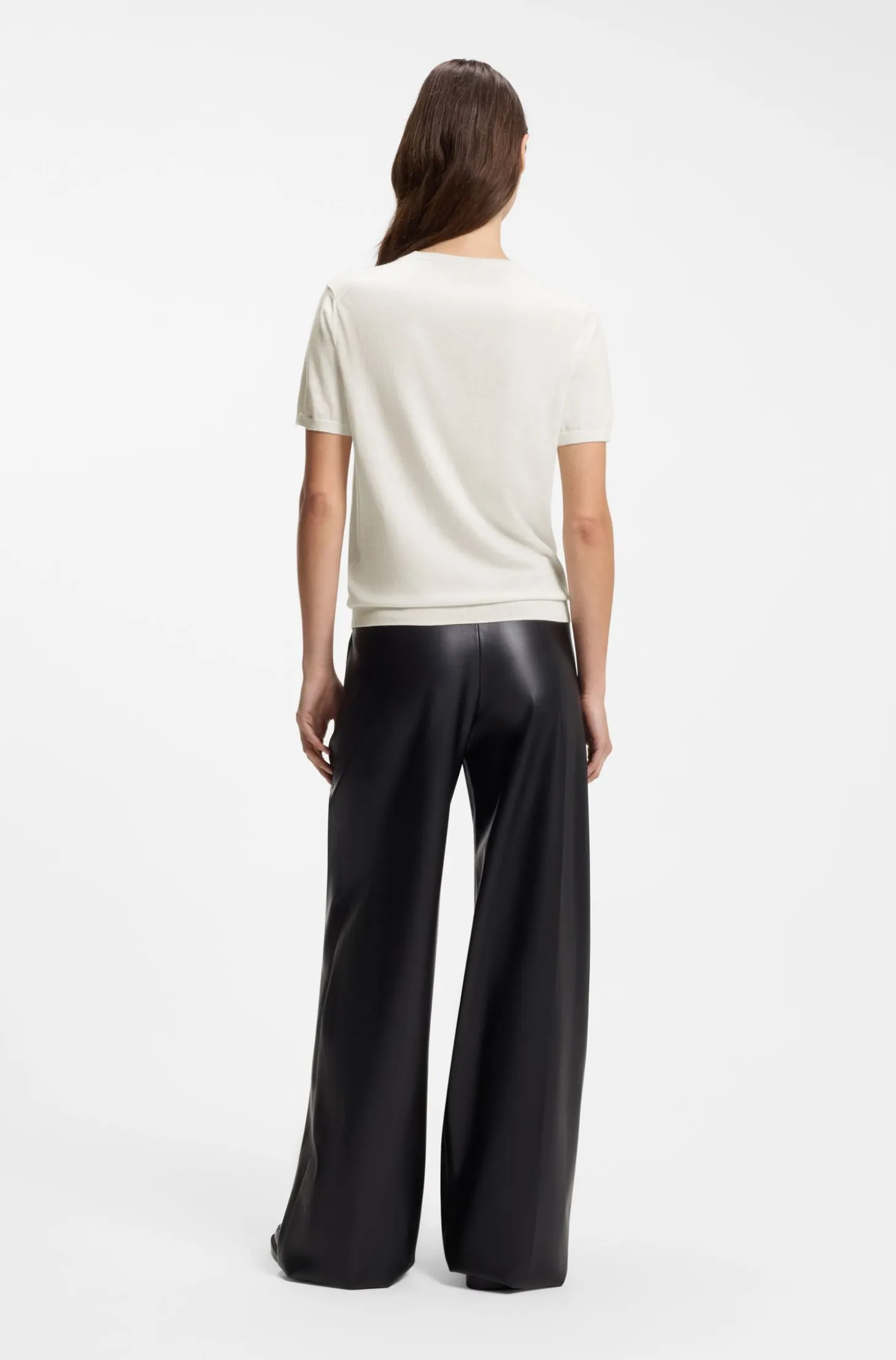Short-sleeved sweater in a wool-cashmere blend