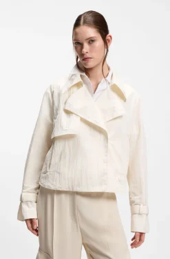 Short trench coat in peached crepe