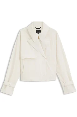 Short trench coat in peached crepe