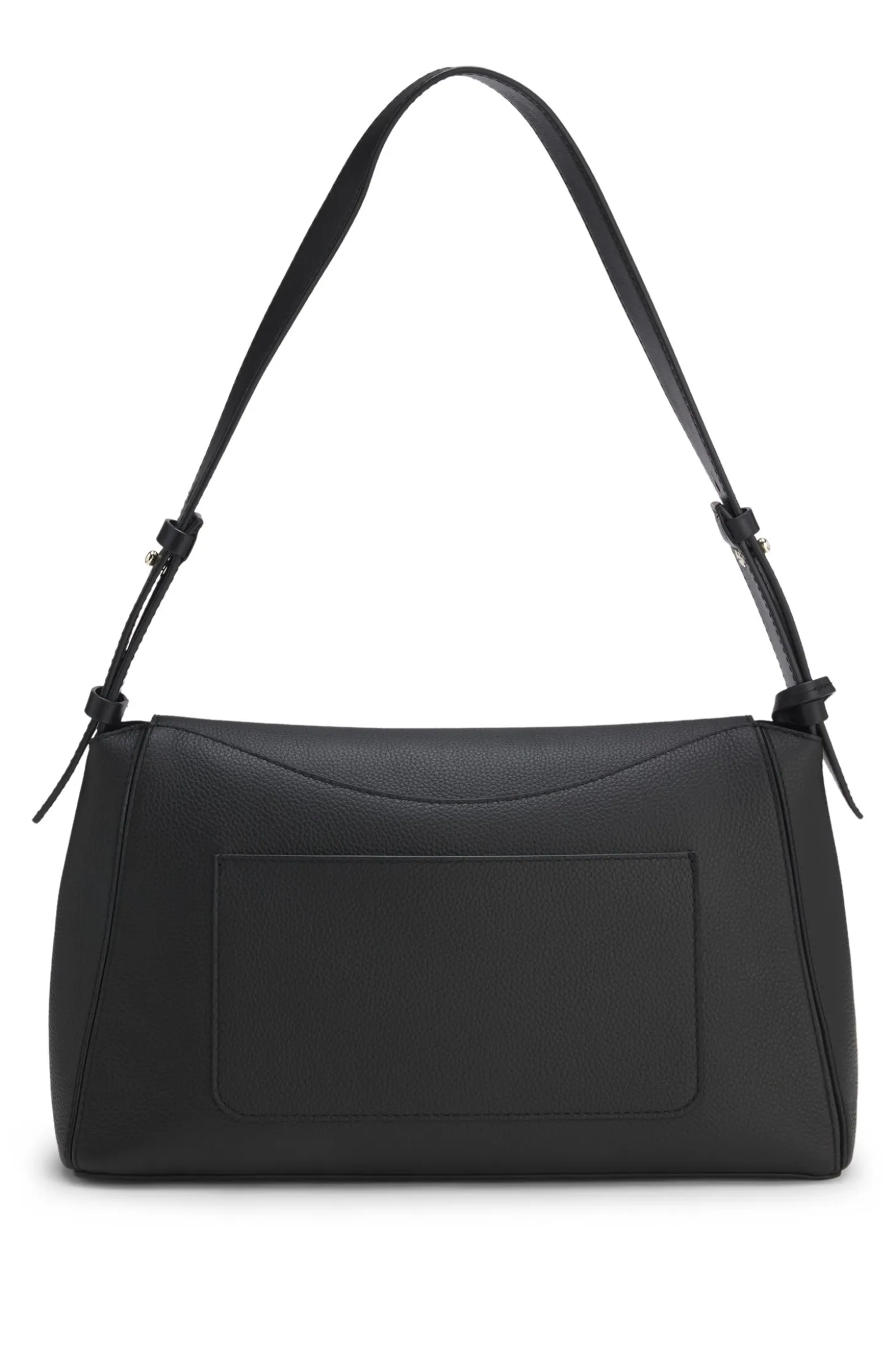 Shoulder bag in grained leather with logo plate