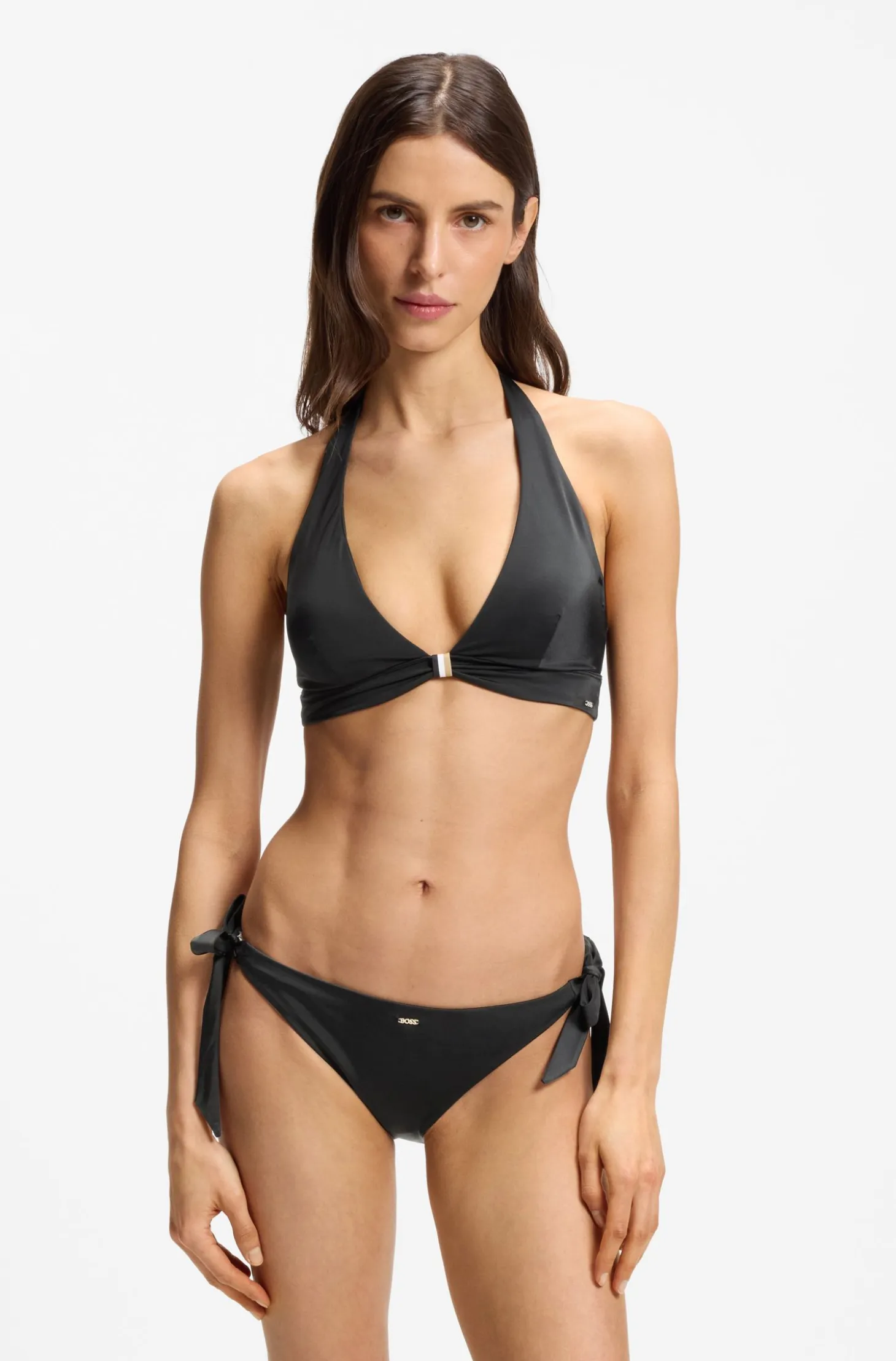 Side-tie bikini bottoms with logo trim
