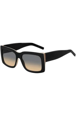 Signature-stripe bio-acetate sunglasses with large temple logo