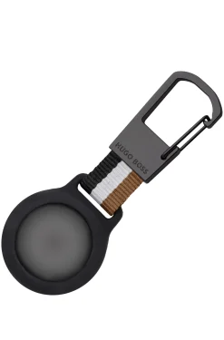 Signature-stripe key ring with AirTag holder