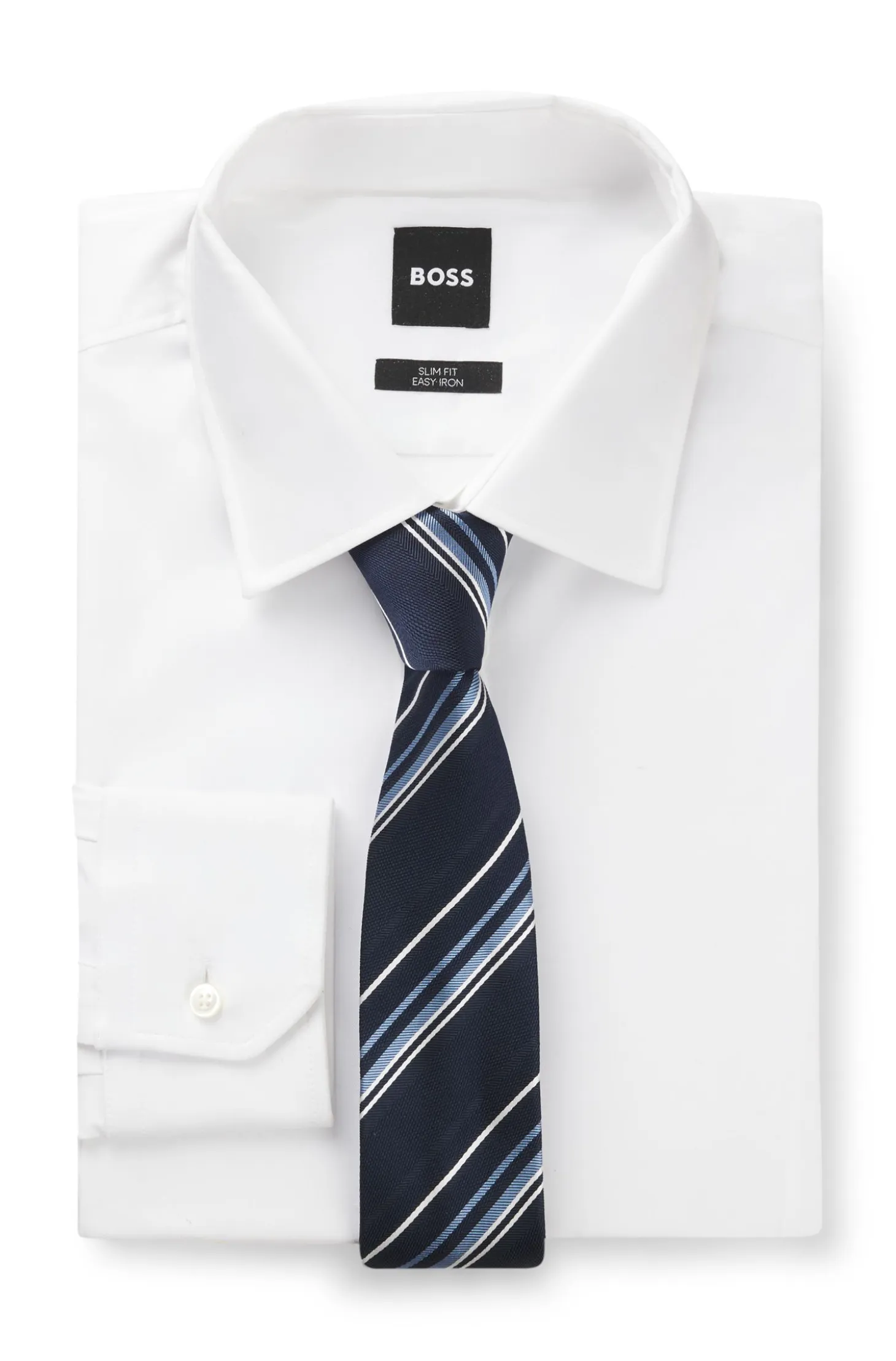 Silk-blend tie with diagonal-stripe jacquard