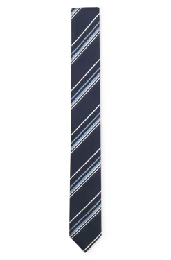 Silk-blend tie with diagonal-stripe jacquard