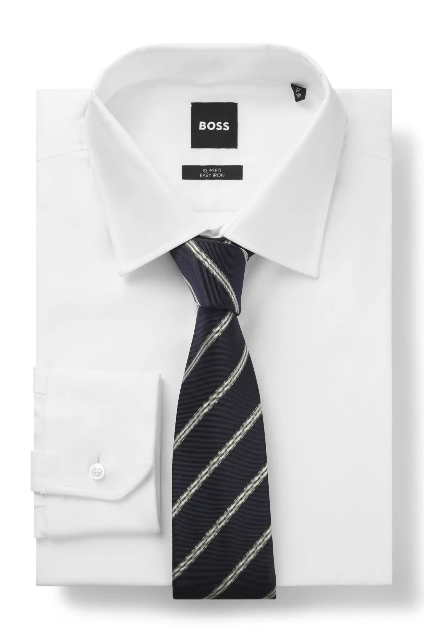 Silk-blend tie with diagonal stripe