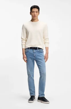 Silk-cotton sweater with micro-check structure