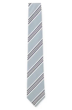 Silk-cotton tie with diagonal stripe