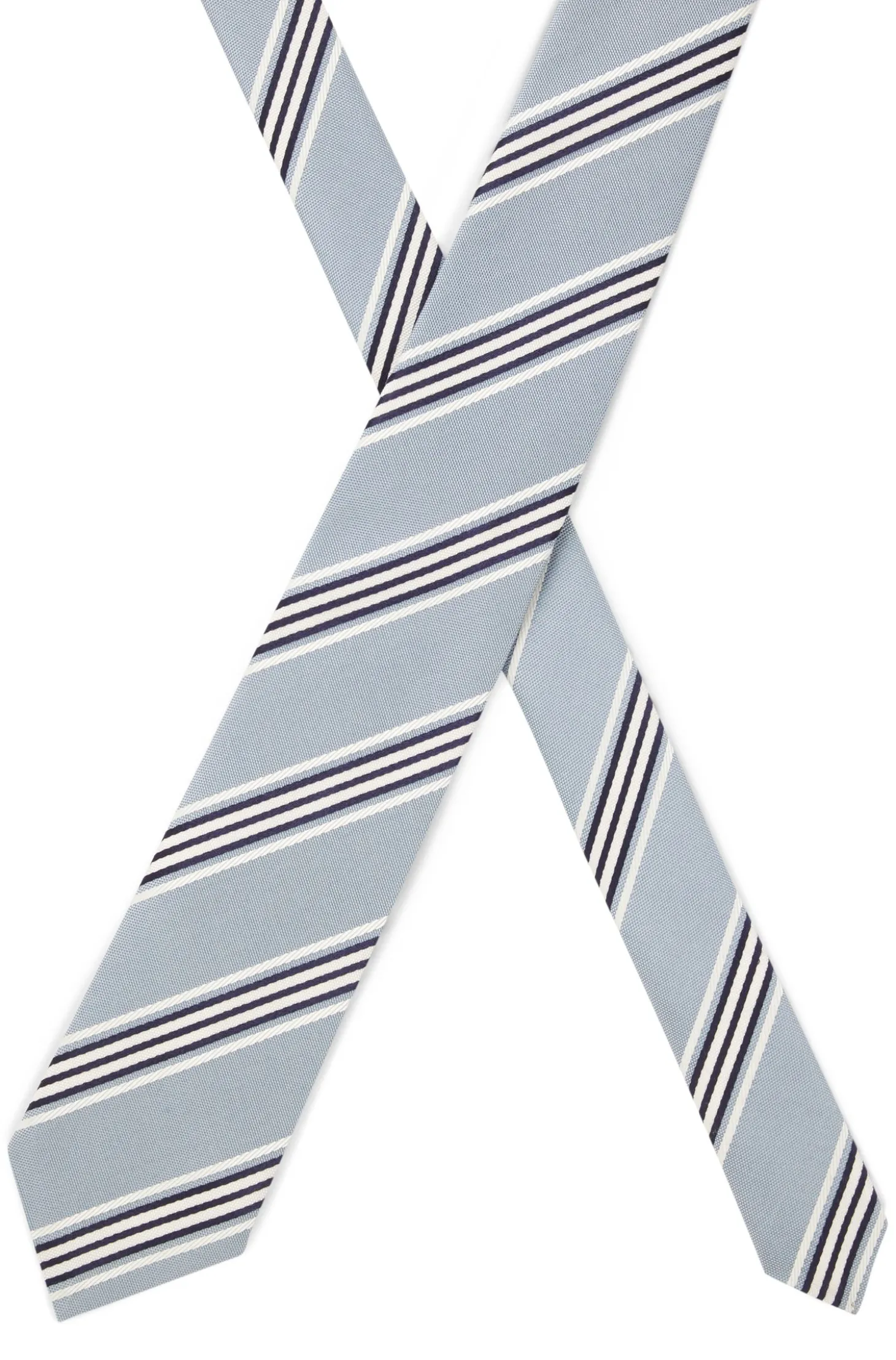 Silk-cotton tie with diagonal stripe