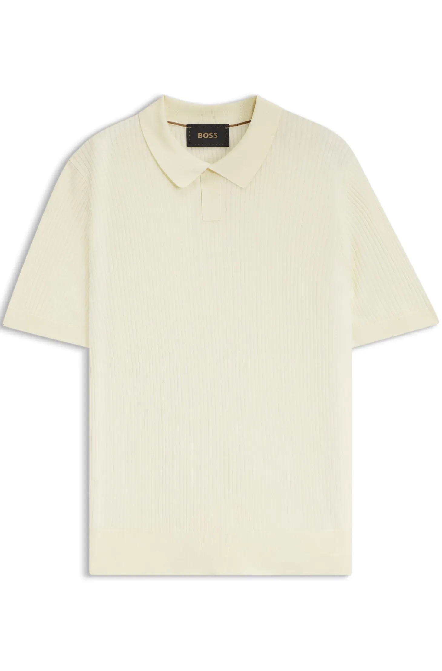 Silk knit polo with ribbed structure