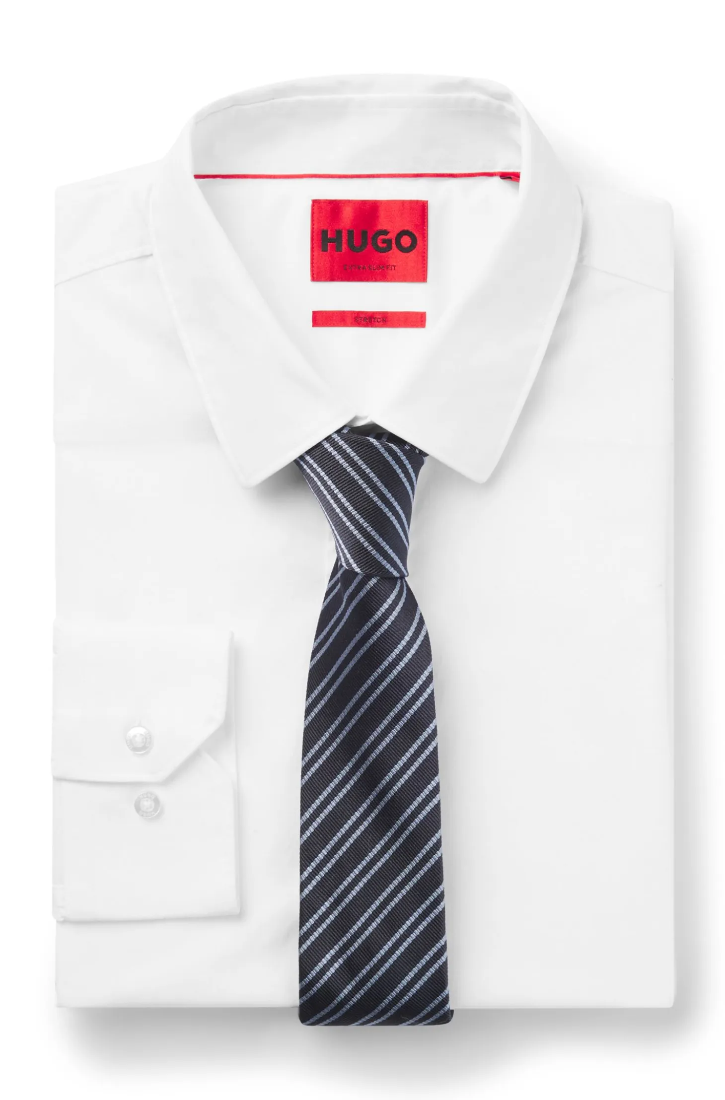 Silk tie with diagonal stripes