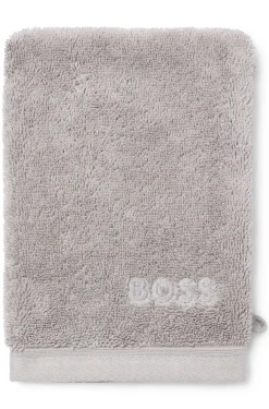 Silver Aegean-cotton washing mitt with tonal logo