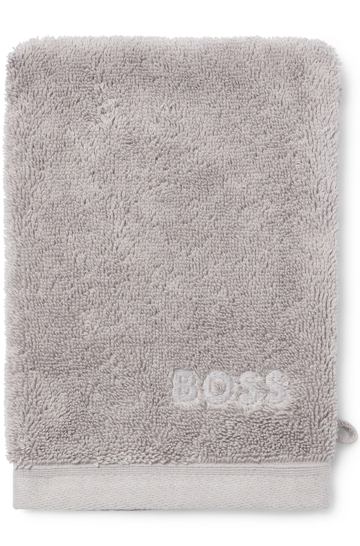 Silver Aegean-cotton washing mitt with tonal logo