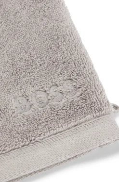 Silver Aegean-cotton washing mitt with tonal logo
