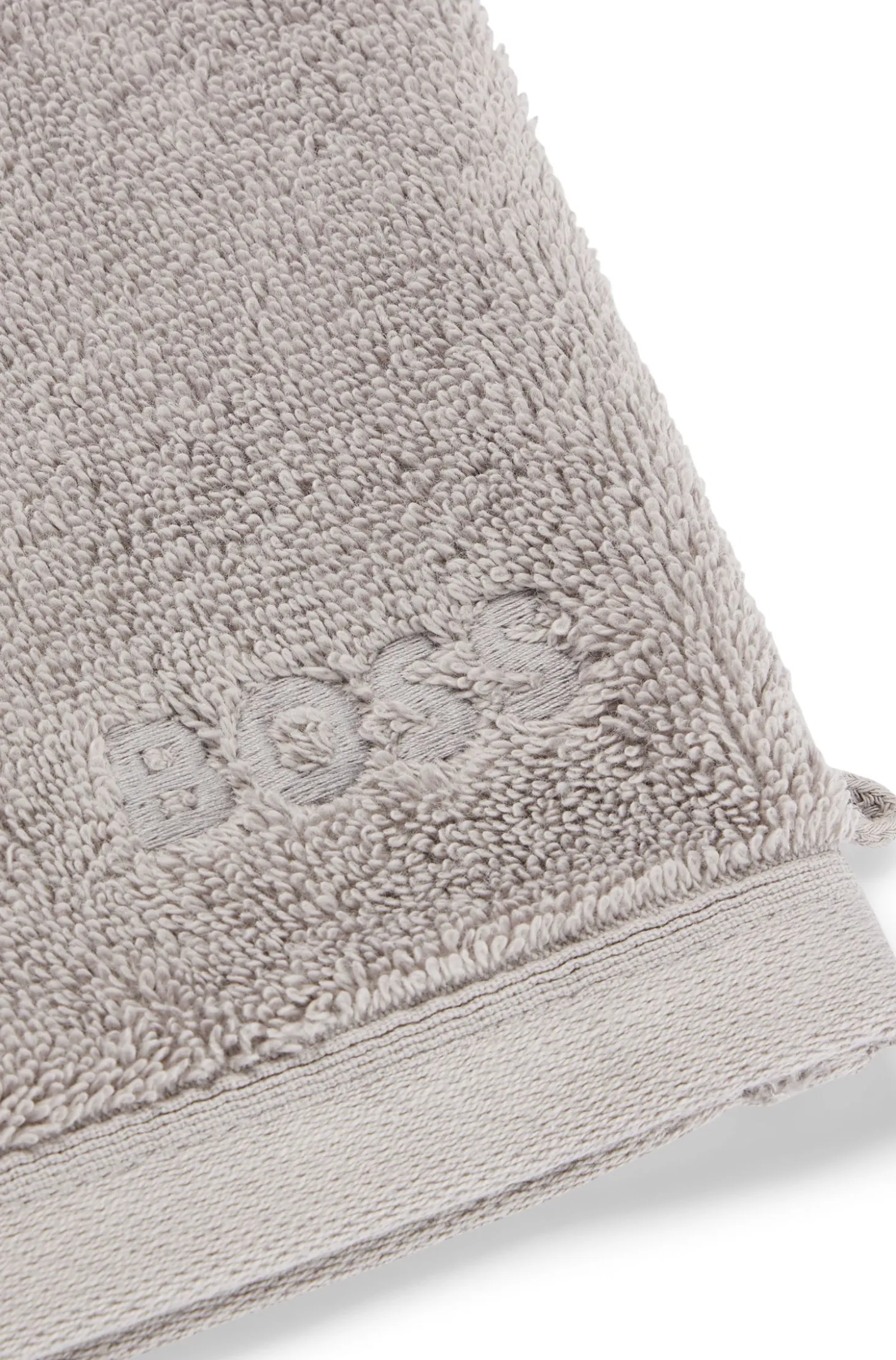 Silver Aegean-cotton washing mitt with tonal logo