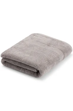 Silver cotton bath sheet with tonal embroidered logo