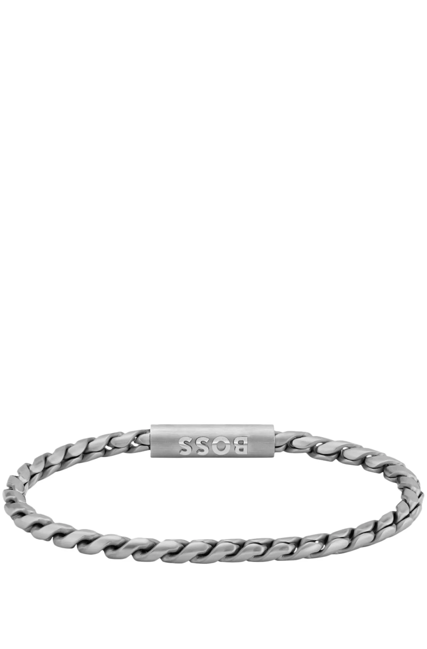 Silver-tone cuff with braided chain