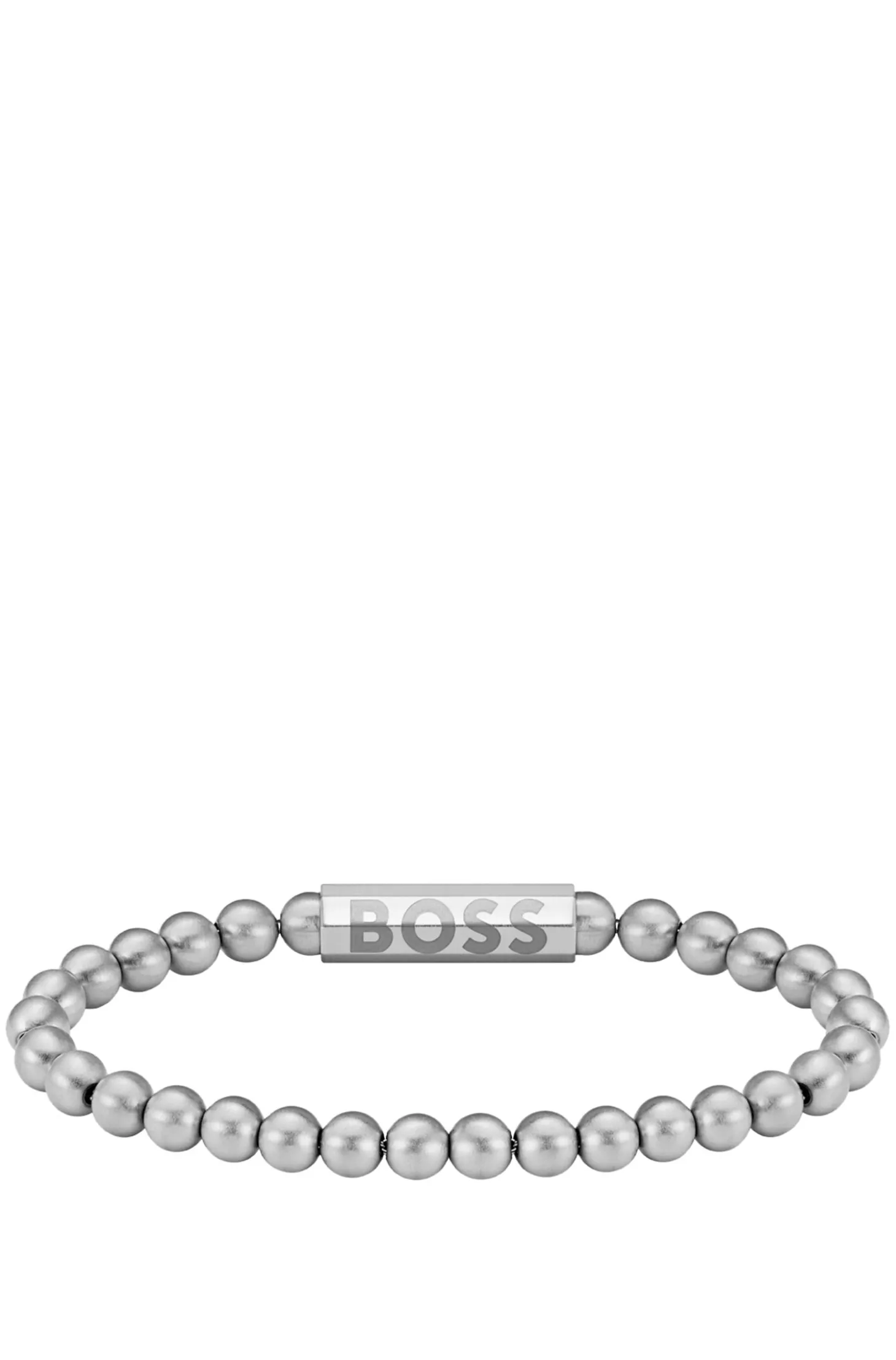 Silver-tone cuff with logo closure