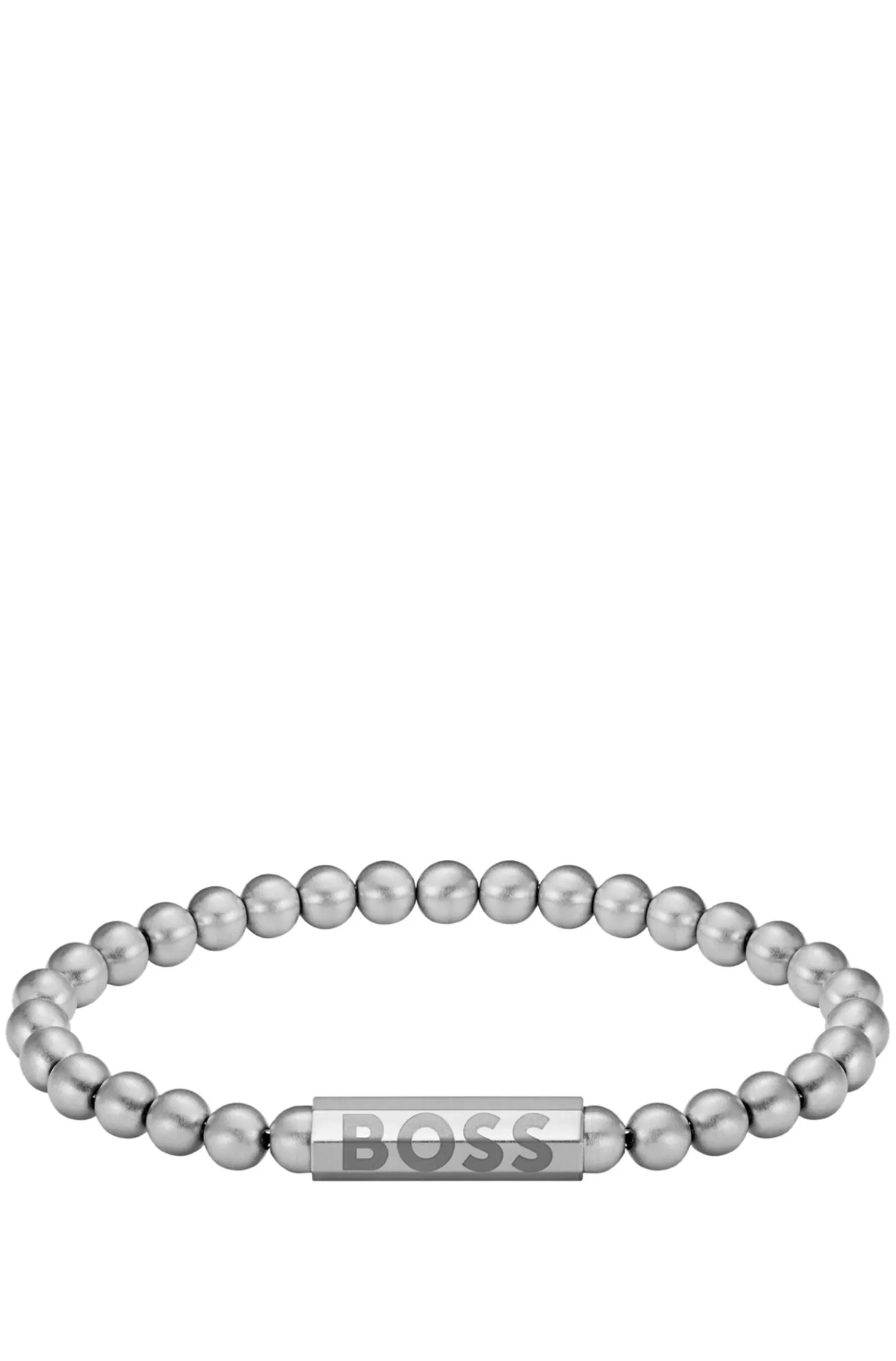 Silver-tone cuff with logo closure