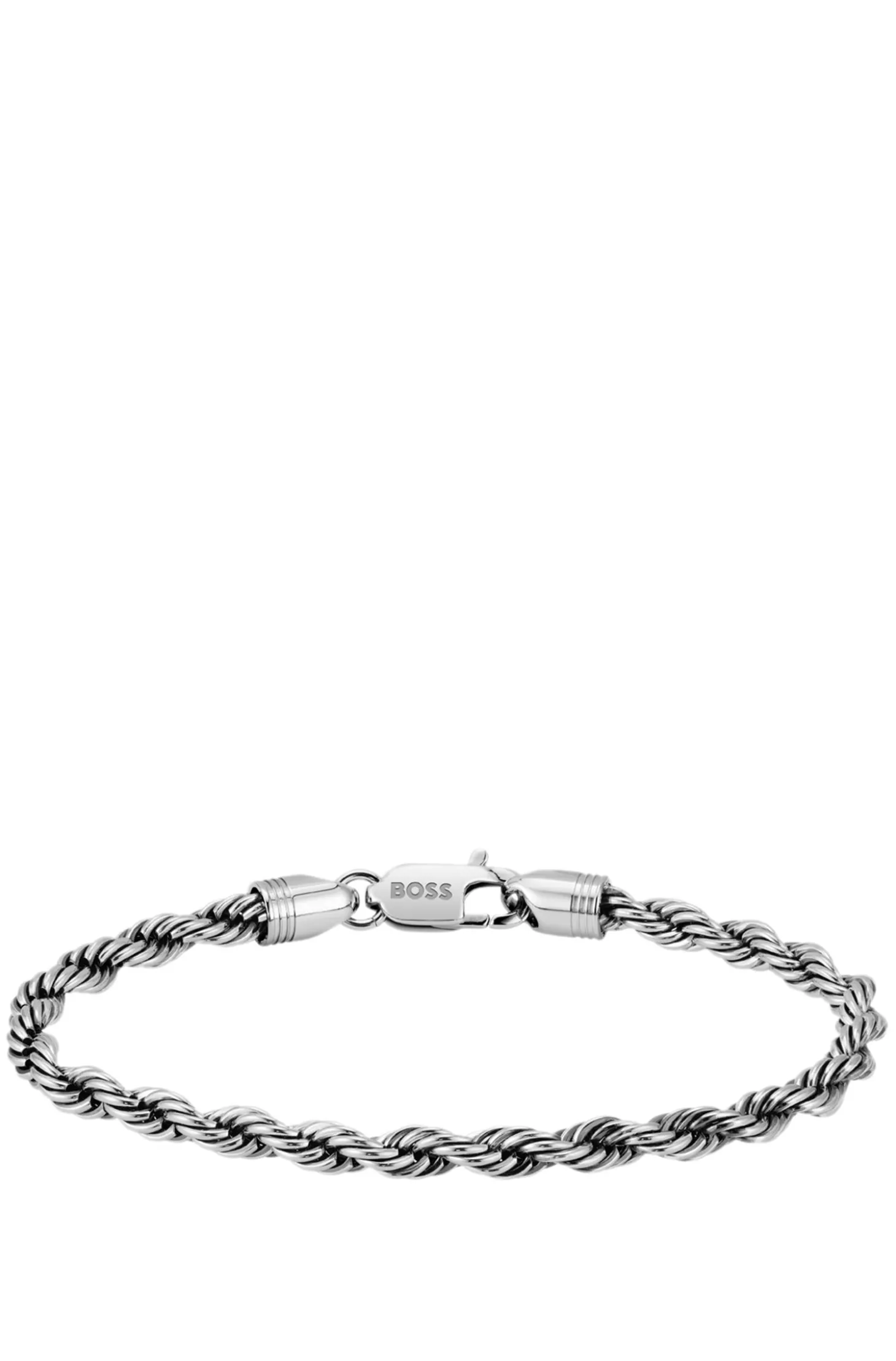 Silver-tone cuff with rope-style chain
