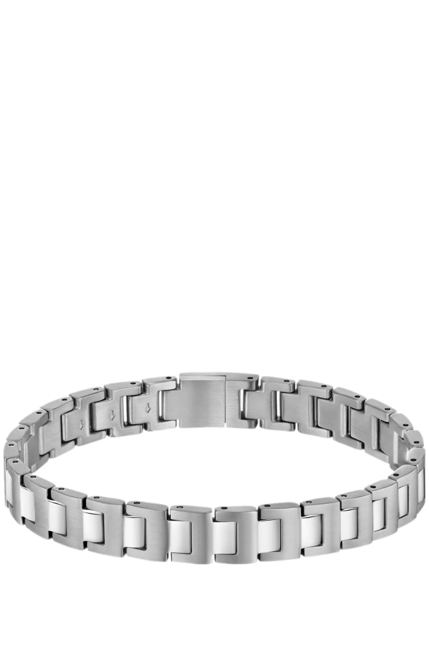Silver-tone link cuff with logo closure