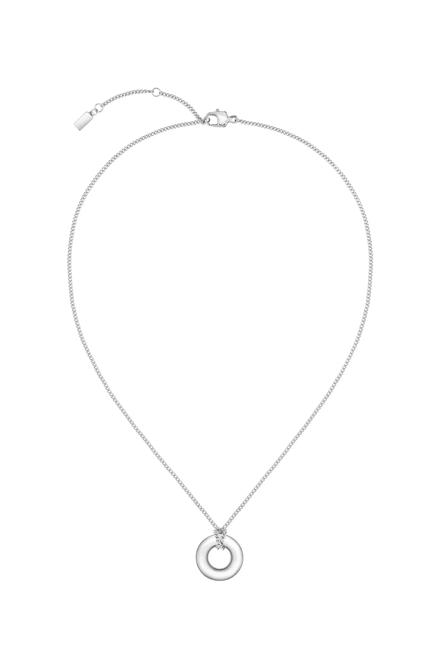 Silver-tone necklace with logo hoop