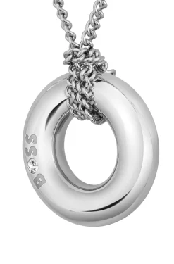 Silver-tone necklace with logo hoop