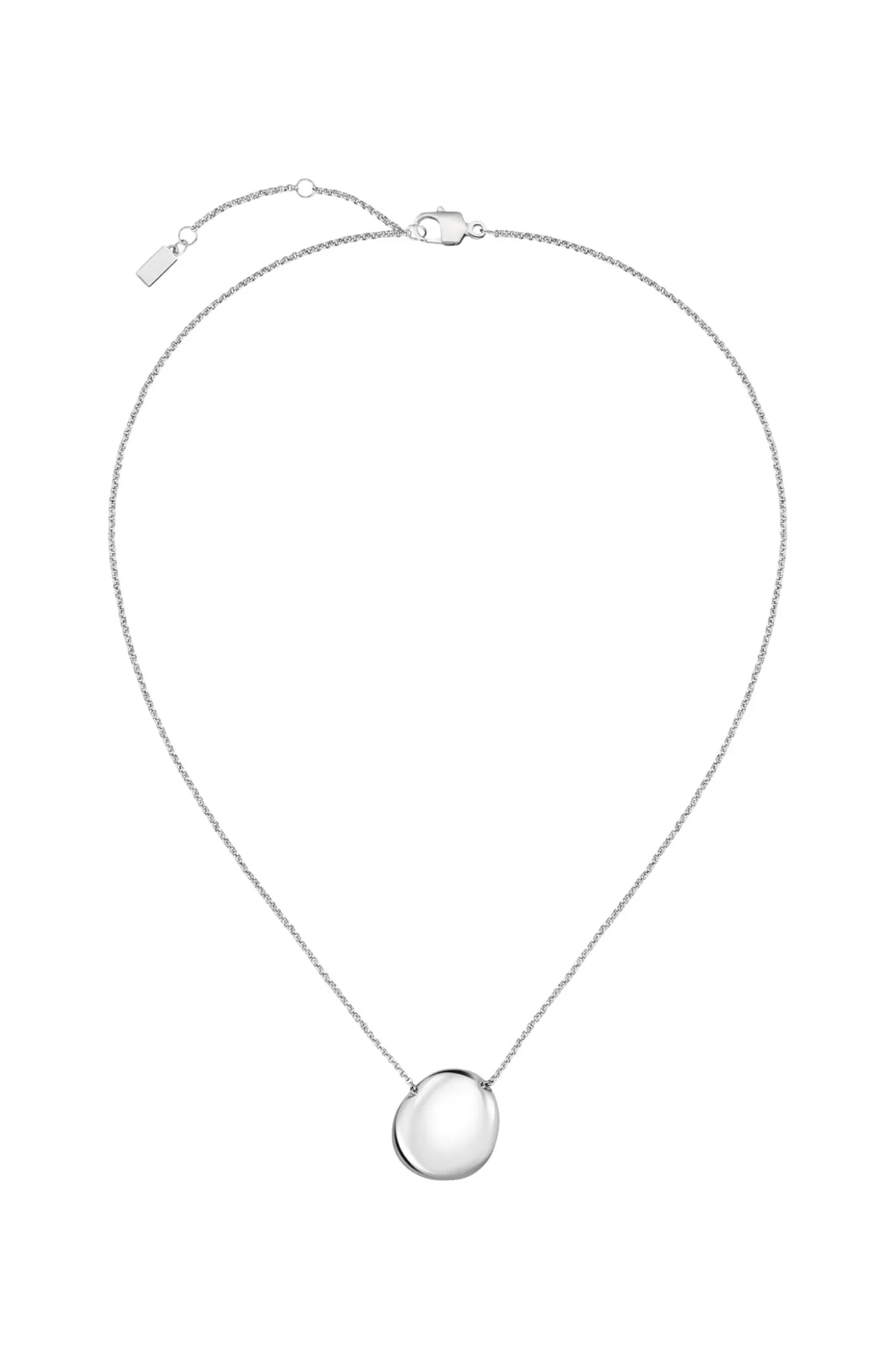 Silver-tone necklace with logo pebble pendant