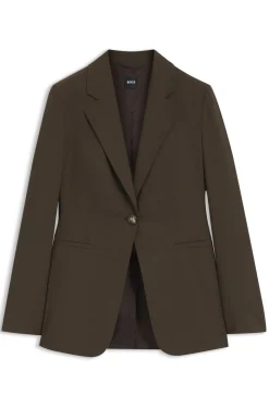 Single-breasted blazer in melange virgin wool