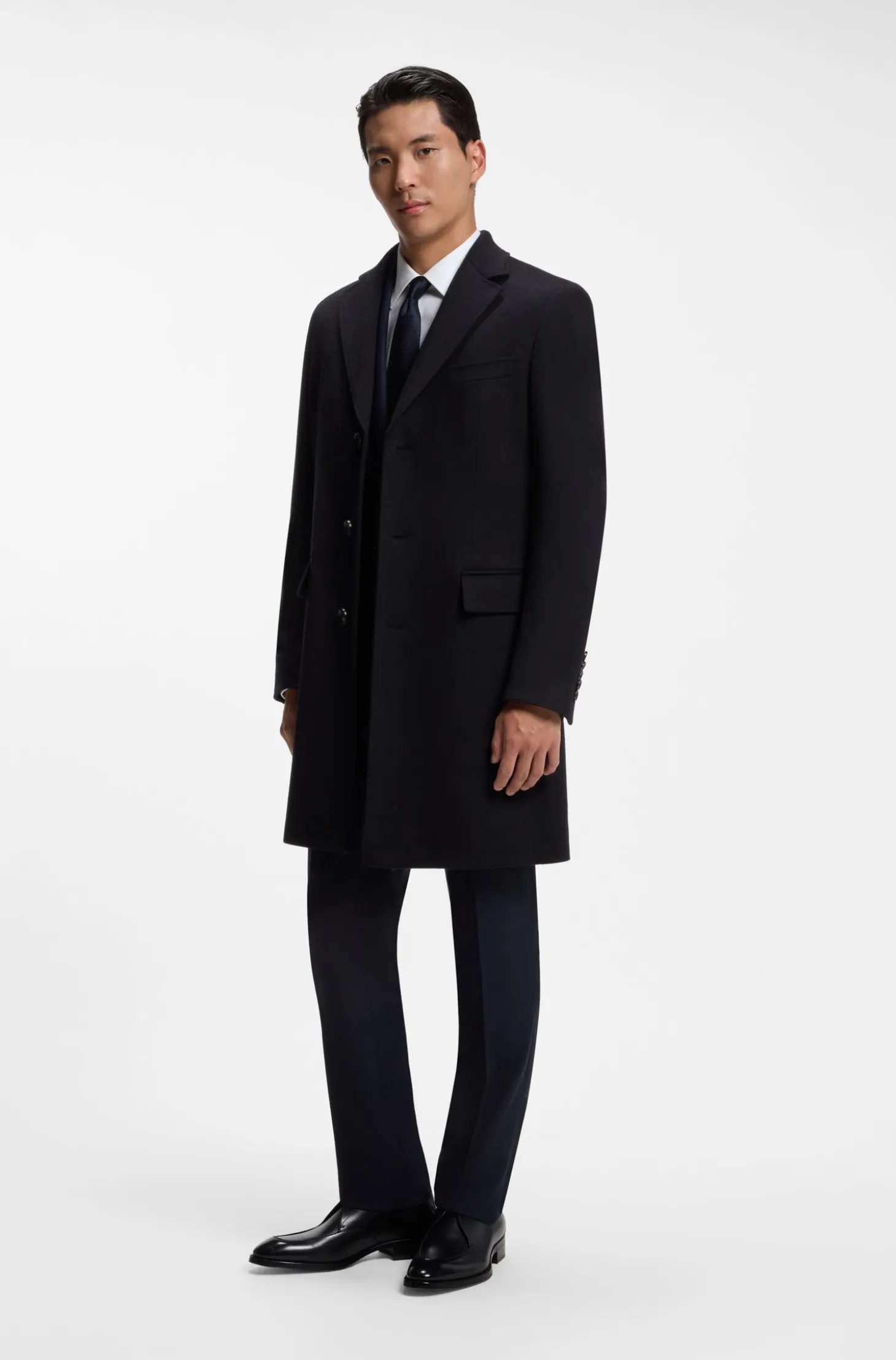 Single-breasted coat in Italian cashmere