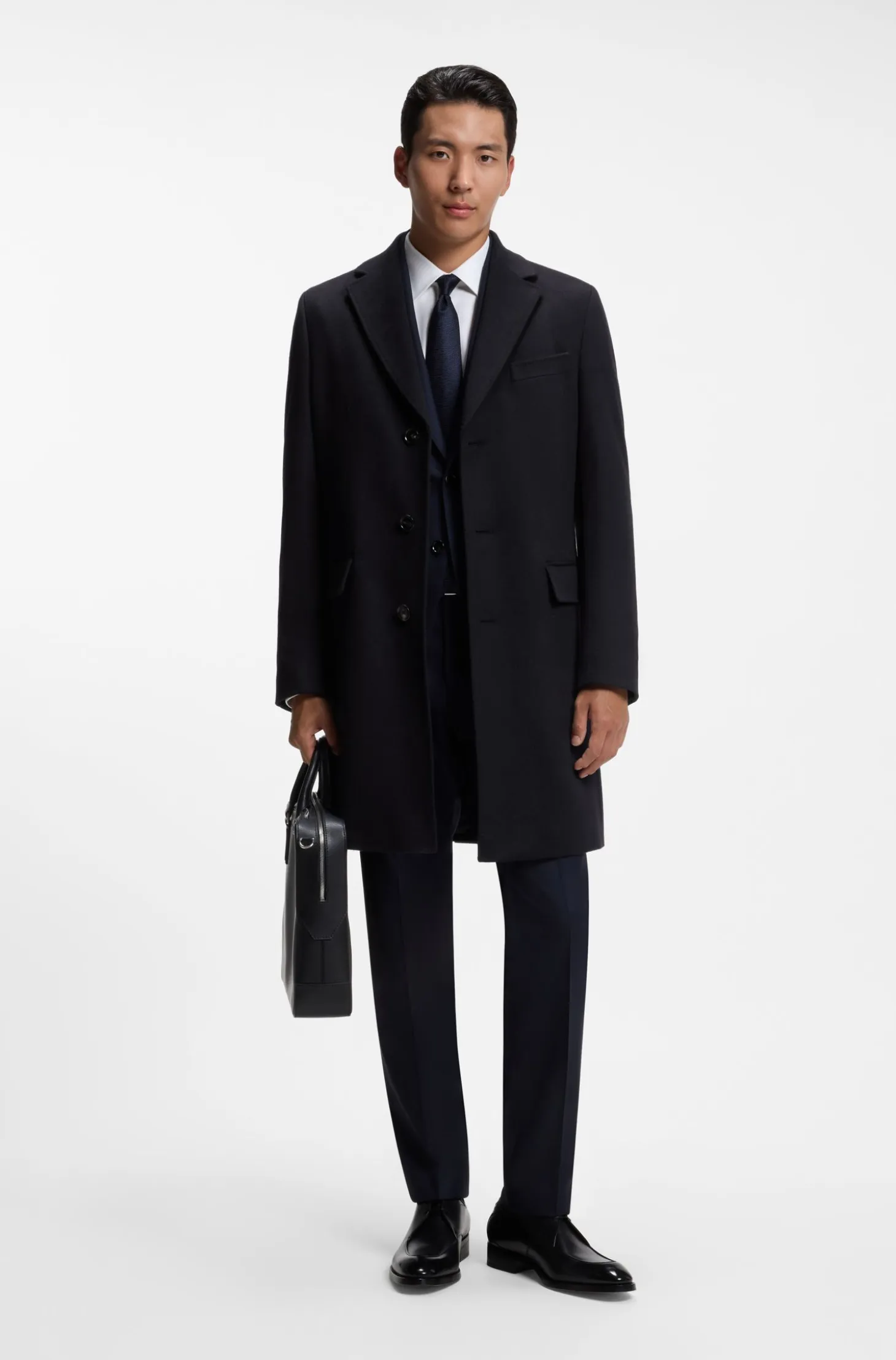 Single-breasted coat in Italian cashmere
