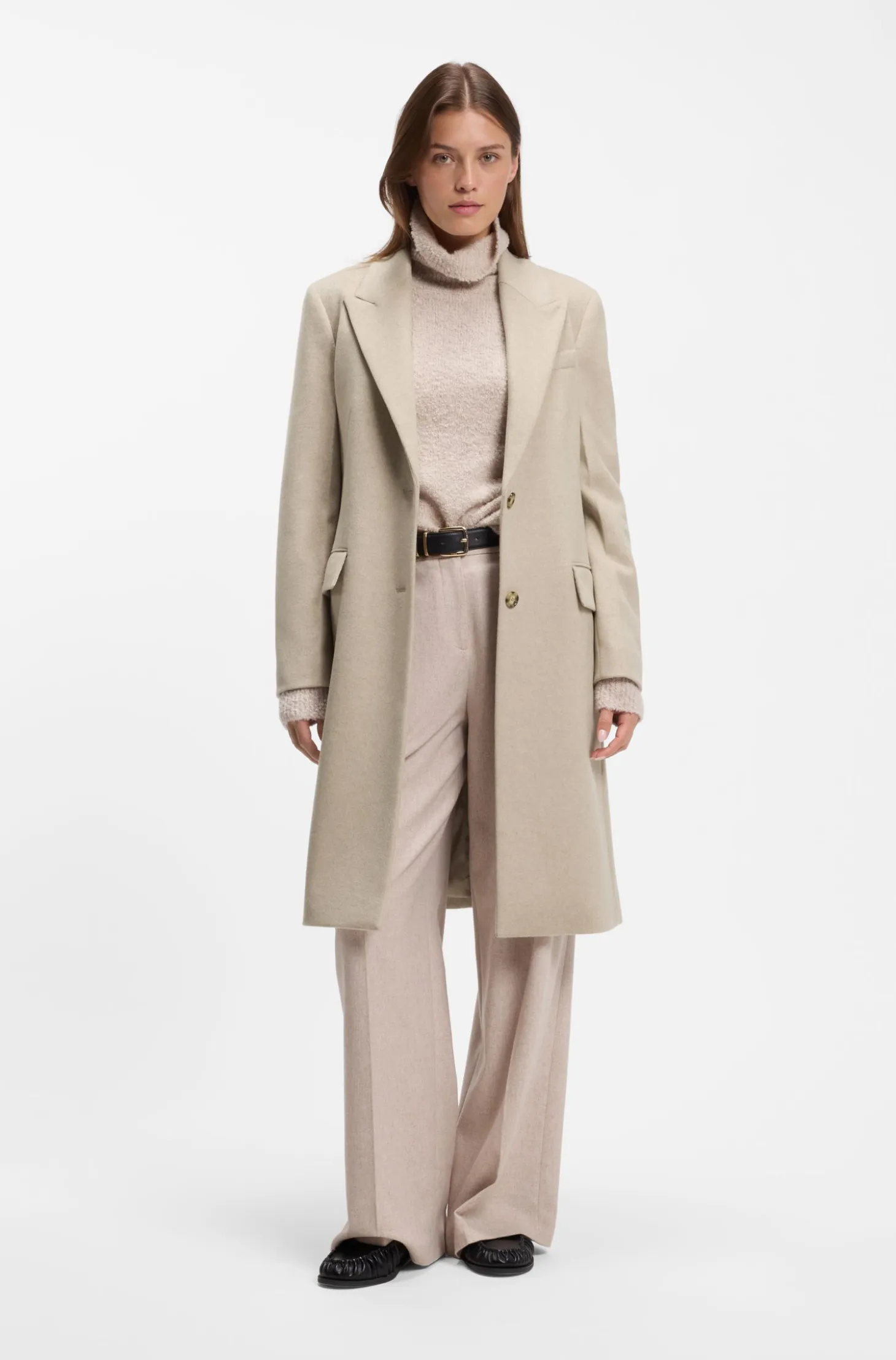 Single-breasted formal coat in wool