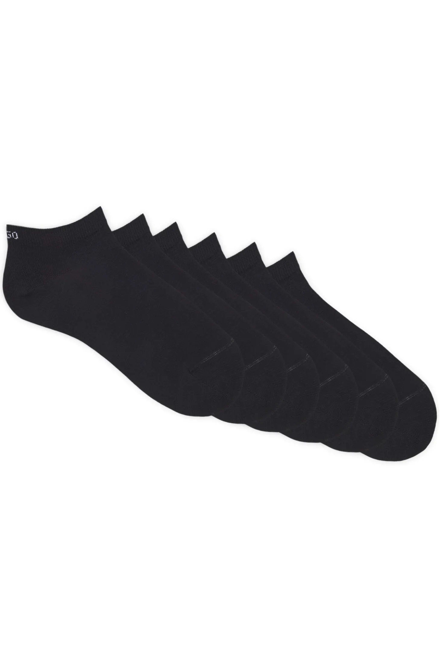 Six-pack of cotton-blend ankle socks with logos