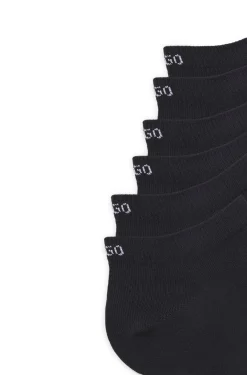 Six-pack of cotton-blend ankle socks with logos