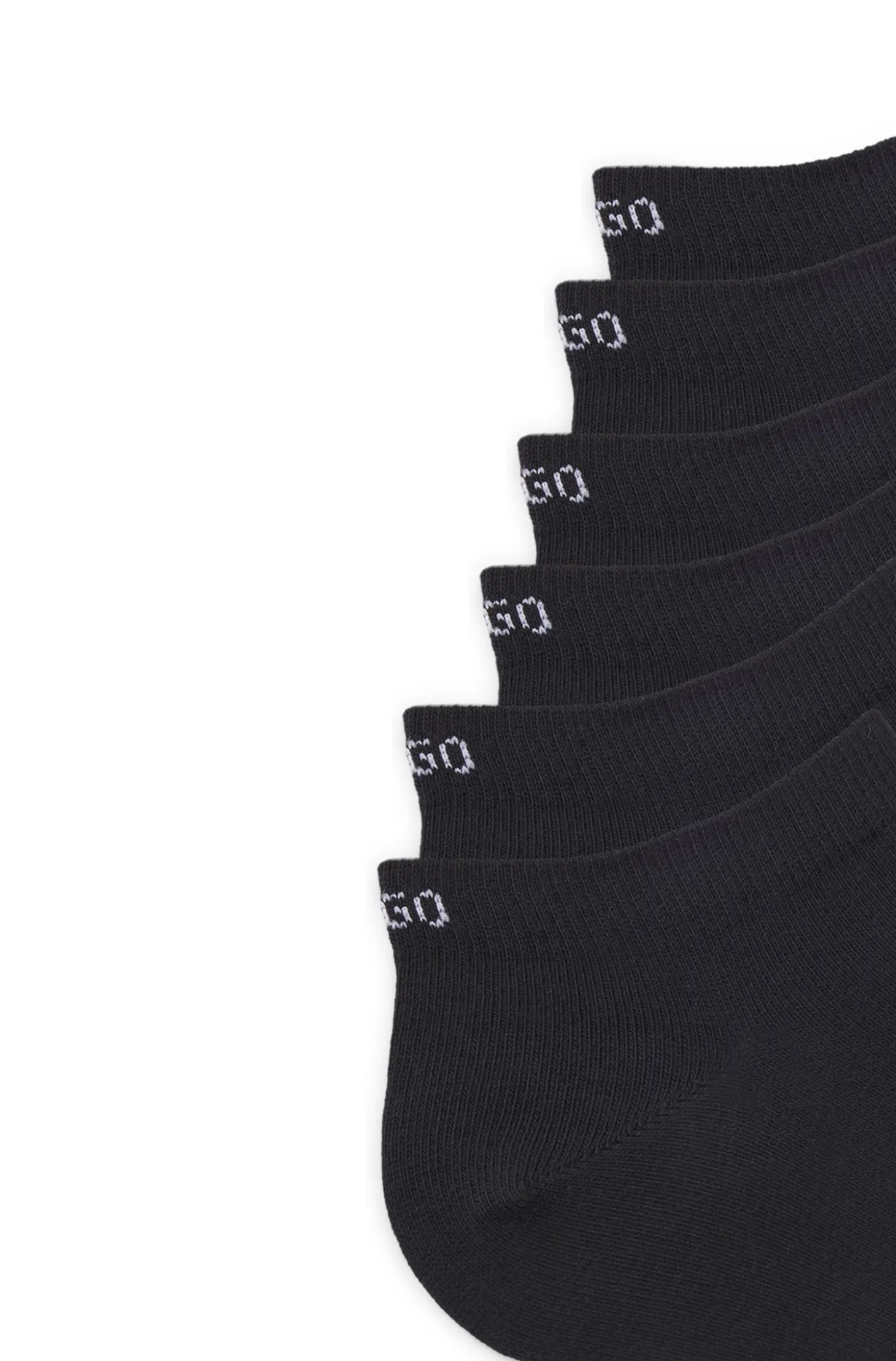 Six-pack of cotton-blend ankle socks with logos