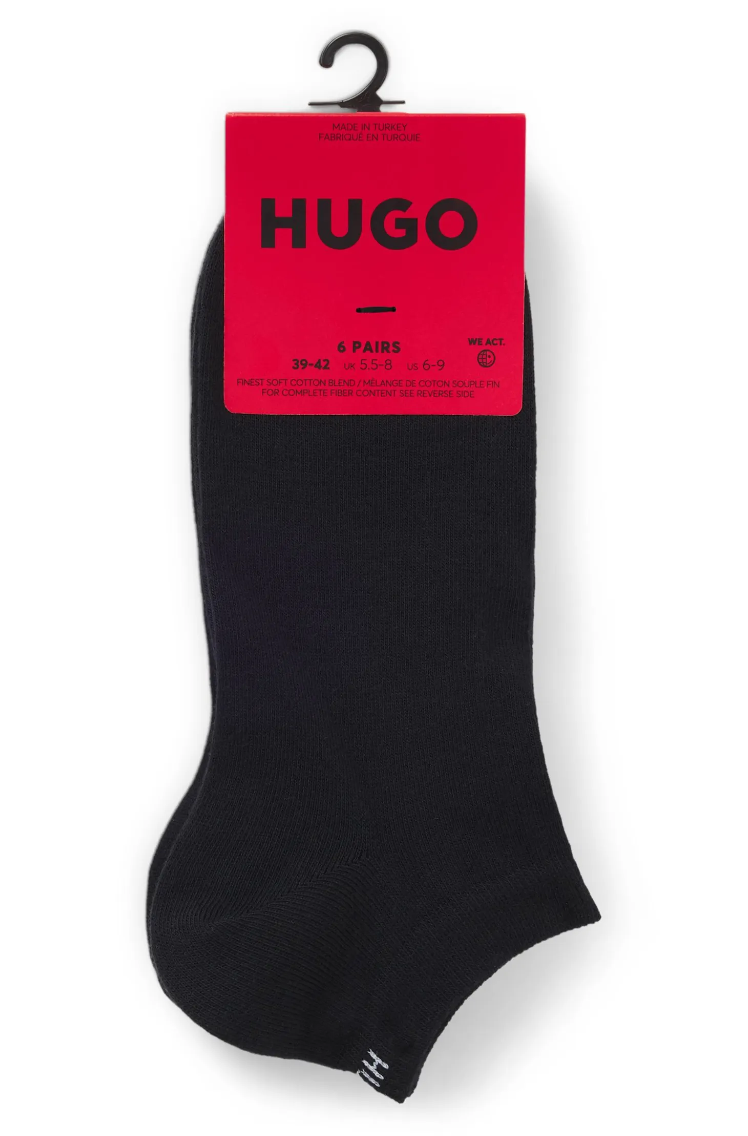 Six-pack of cotton-blend ankle socks with logos