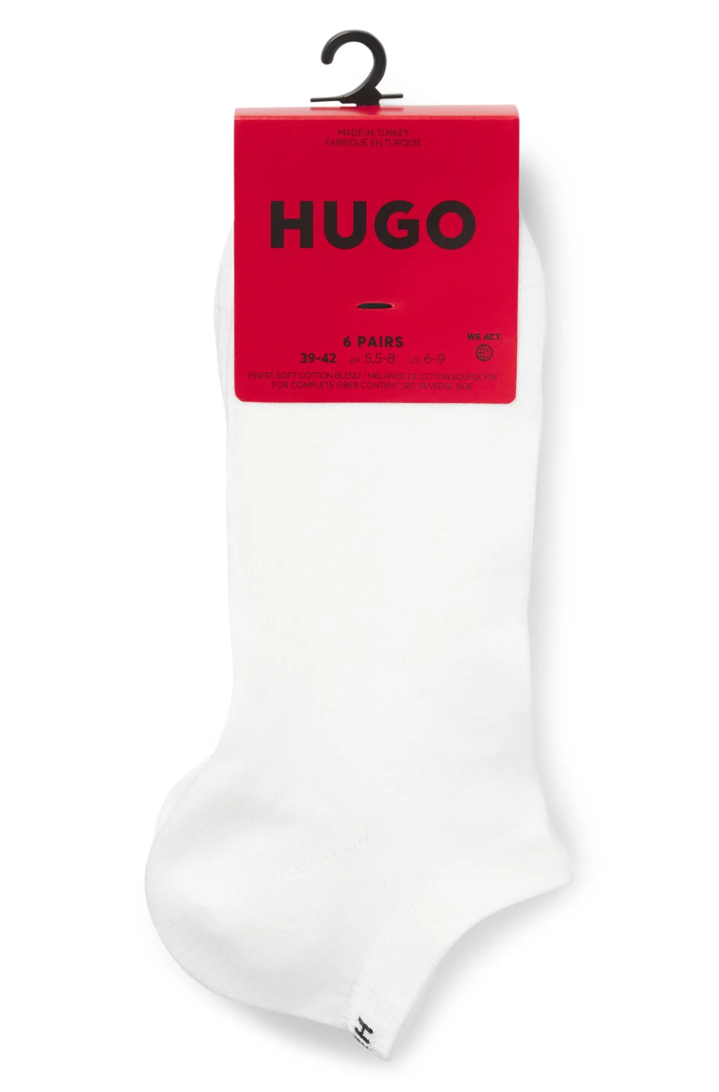 Six-pack of cotton-blend ankle socks with logos