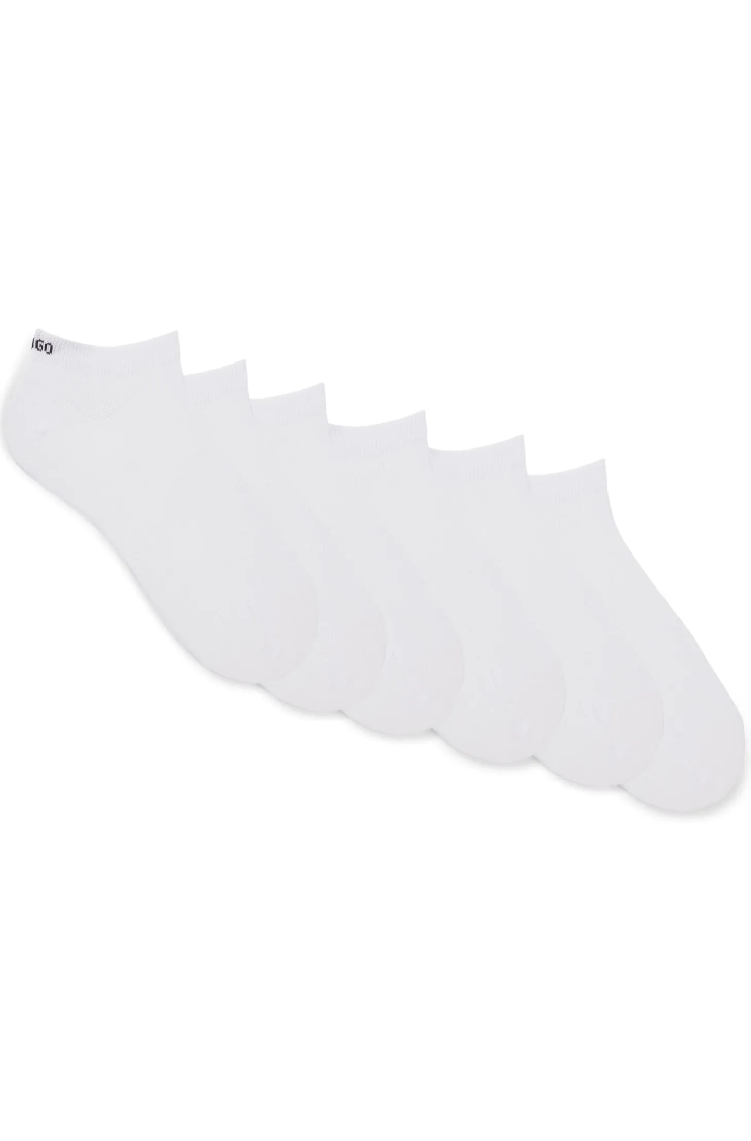 Six-pack of cotton-blend ankle socks with logos