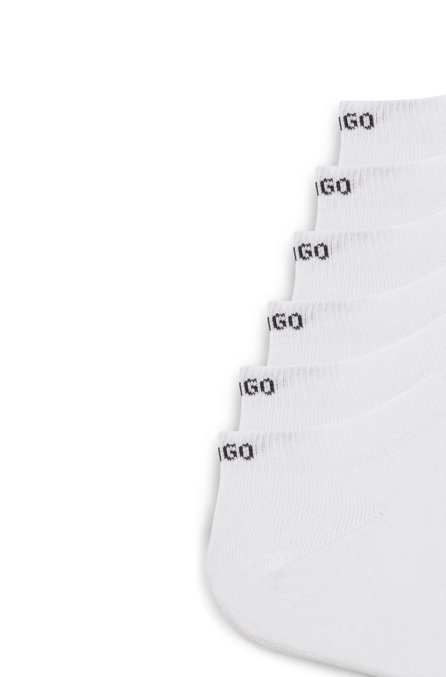Six-pack of cotton-blend ankle socks with logos
