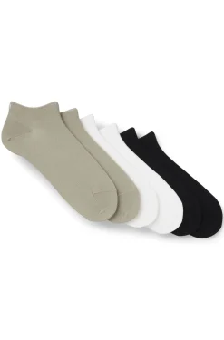 Six-pack of cotton-blend ankle socks with logos