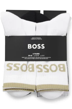 Six-pack of ribbed short socks in a cotton blend