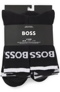 Six-pack of ribbed short socks in a cotton blend
