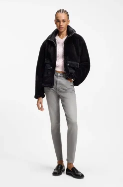 Skinny-fit jeans in dark-grey stretch denim