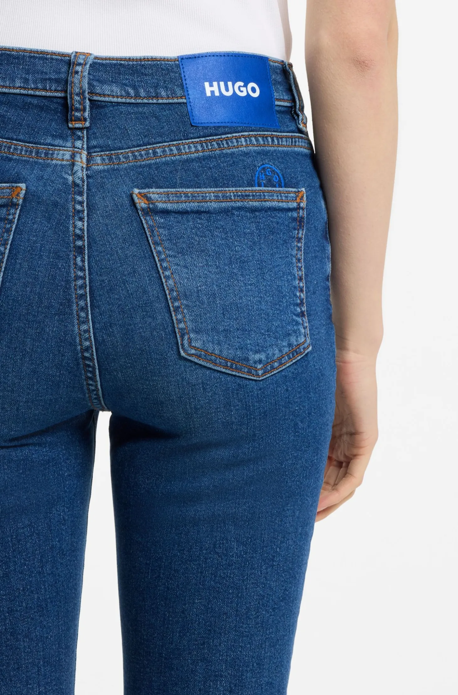 Skinny-fit jeans in medium-blue stretch denim