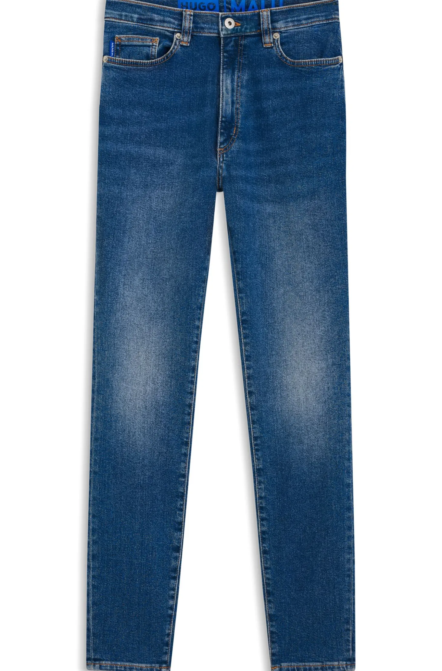 Skinny-fit jeans in medium-blue stretch denim
