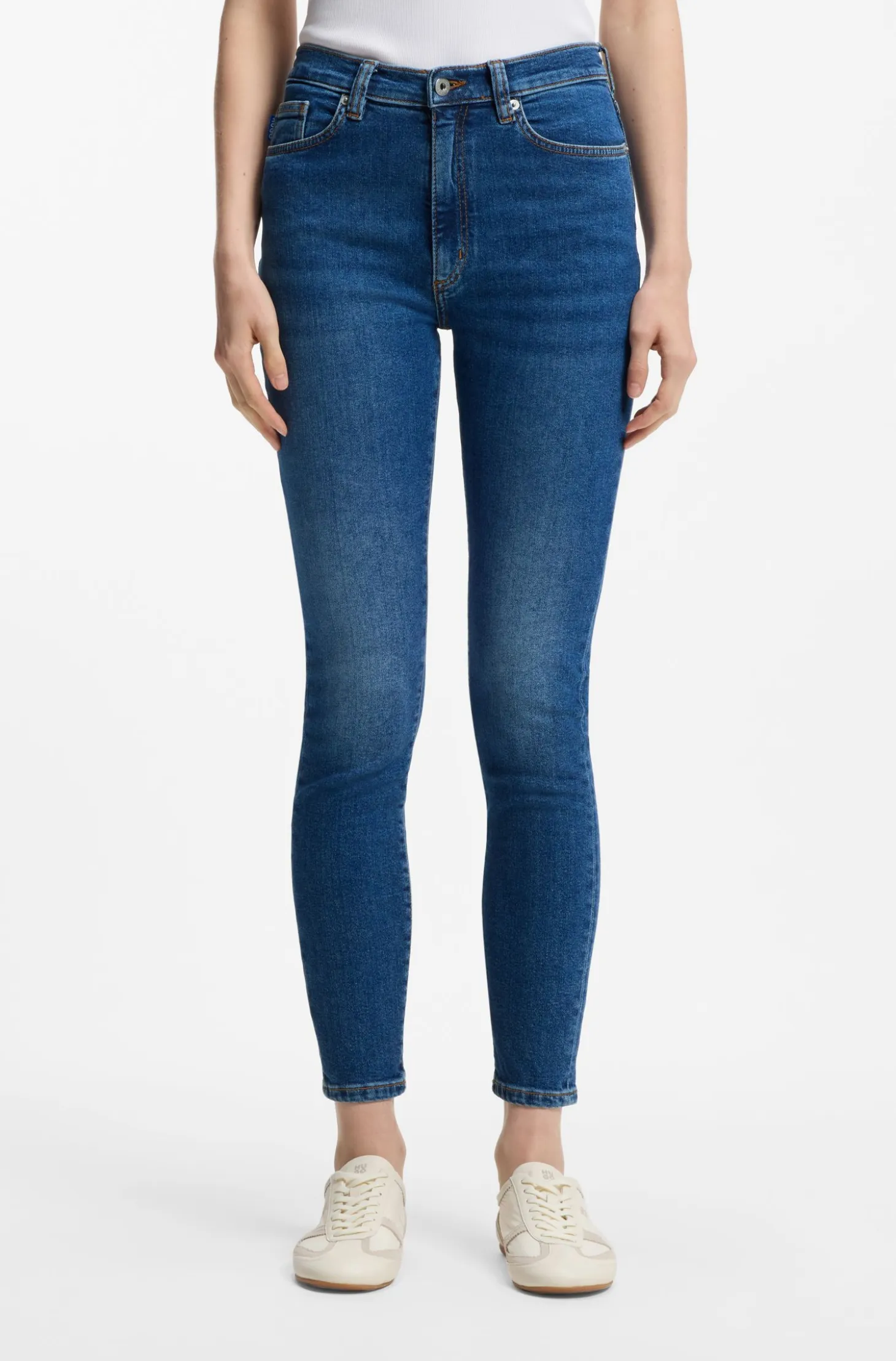 Skinny-fit jeans in medium-blue stretch denim