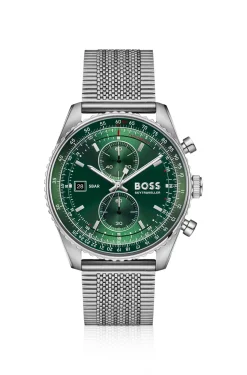 Skytraveller Pro green-dial watch with sapphire crystal