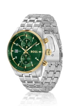 SKYTRAVELLER Two-tone chronograph watch with green dial